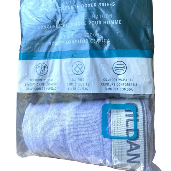 Mens Boxer Brief Cotton Underwear Grey/Black 3 Pack Tag-Free Waistband Gildan - Picture 3 of 10